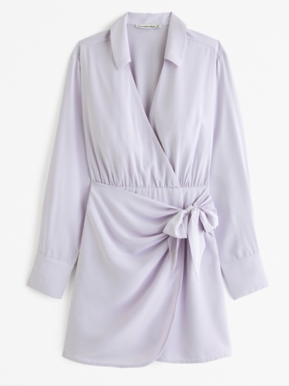 Abercrombie Drapey Long Sleeve Collared Wrap Dress in Lavender - M Tall